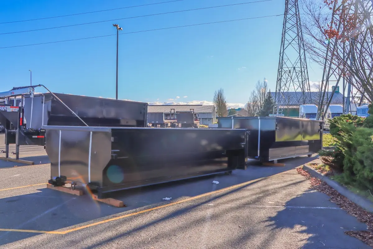 Roll-off dumpster ready for waste disposal at job site for 10 Yard Dumpster Rental in Canton